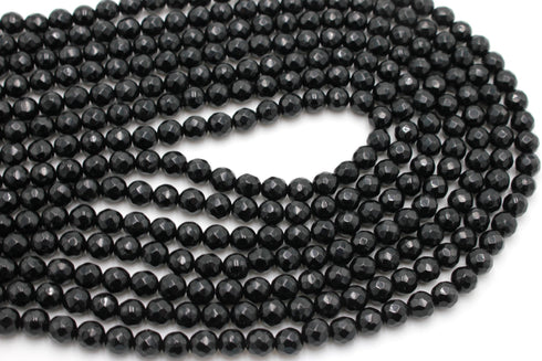 Black Onyx Gemstone Beads, 6mm, Faceted